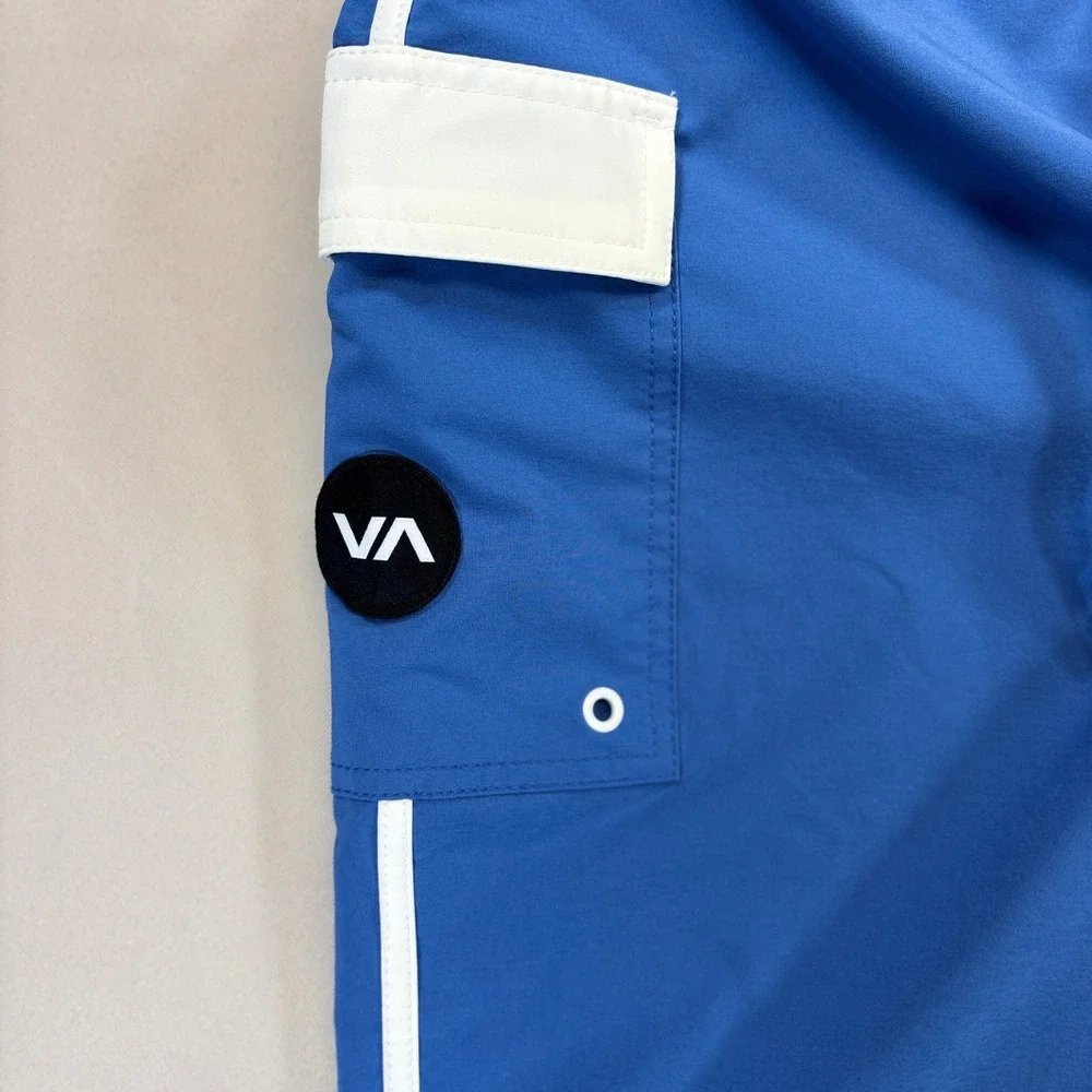 RVCA Board Shorts Mens 38 Blue White Industry Swim Trunks Surf Beachwear